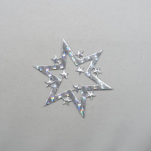 N°882  décoration de noël  étoile en papier  argenté  hologramme découpage  fin