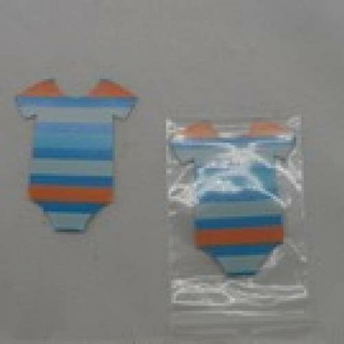 N°20 lot de 5 petits bodys en papier  à rayure orange  et bleu  pour  embellissement 