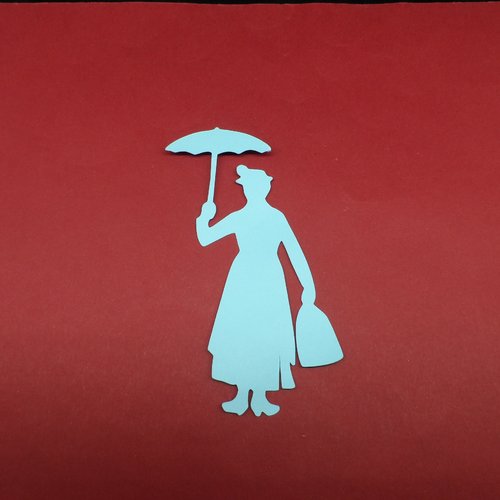 N°537 mary poppins avec son parapluie et son sac    en papier bleu ciel