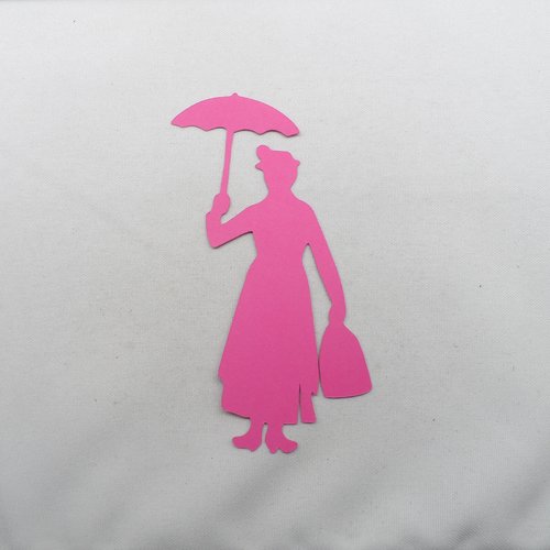 N°537 mary poppins avec son parapluie et son sac    en papier fuchsia