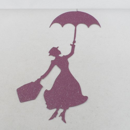 N°299 mary poppins en papier tapisserie violet à paillette   découpage fin