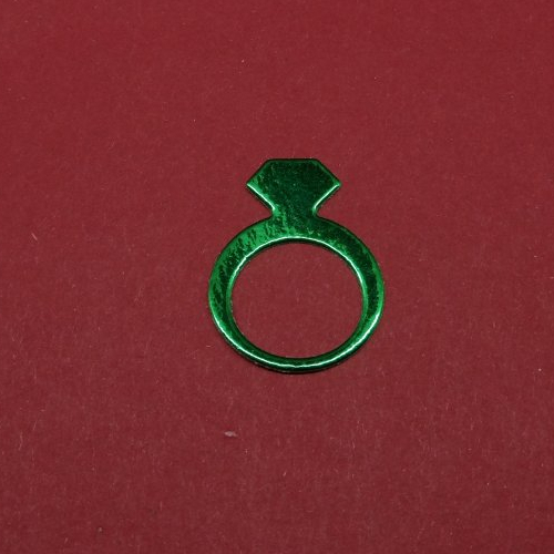 N°1259 une bague avec un "diamant" en papier vert hologramme