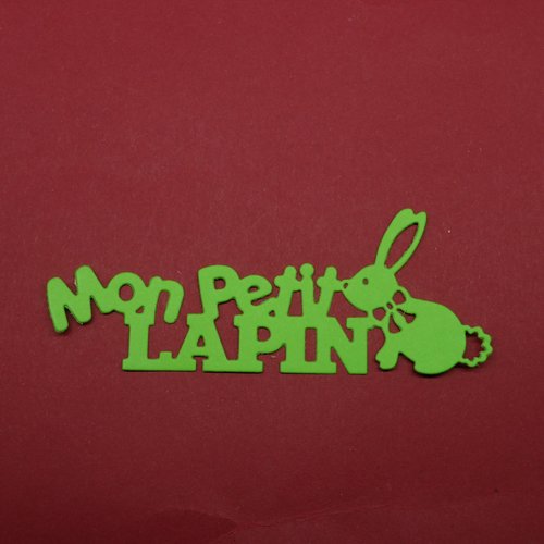 N°1320 mots mon petit lapin  en papier vert clair avec un lapin