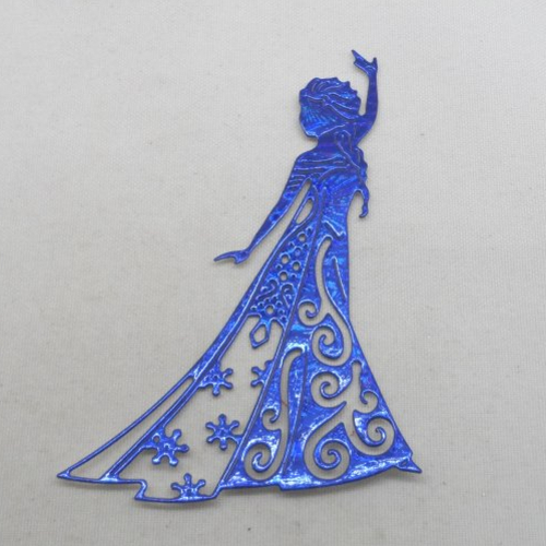 N°1345  jolie reine des neiges  en papier  bleu foncé métallisé hologramme n°1 découpage  fin