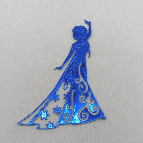 N°1345  jolie reine des neiges  en papier  bleu foncé métallisé  n°2 découpage  fin