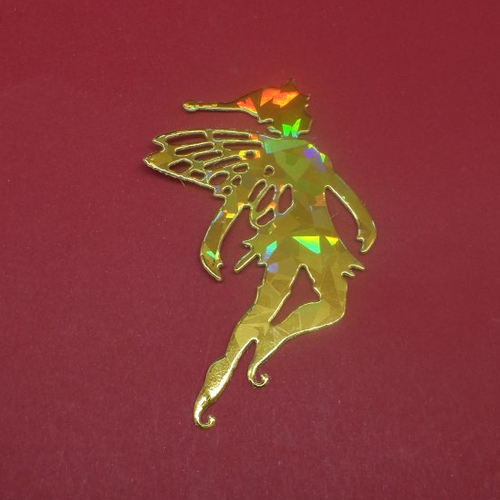 N°1325 un "lutin  papillon" n°3    en papier doré métallisé  hologramme découpage fin