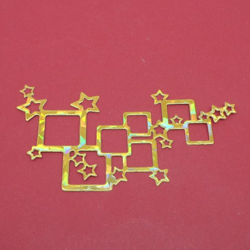 N°1347   carrés et étoiles   en papier métallisé  avec hologramme