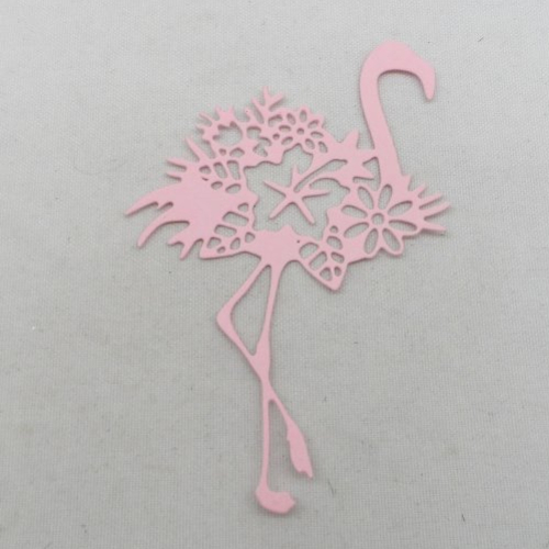 N°1336   joli flamant  avec une fleur   en papier rose