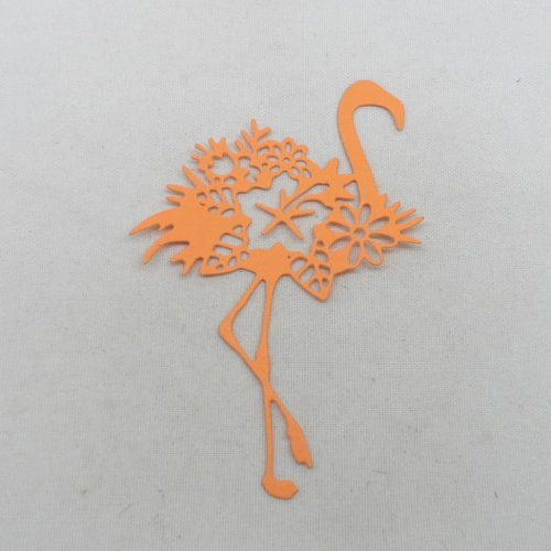 N°1336   joli flamant  avec une fleur   en papier orange