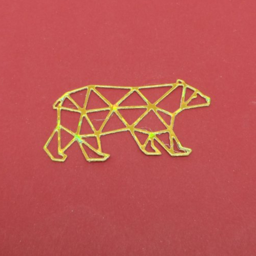 N°1337 ours "triangle"   en papier métallisé doré hologramme  découpage fin