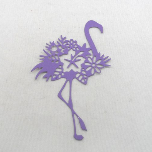 N°1336   joli flamant  avec une fleur   en papier violet