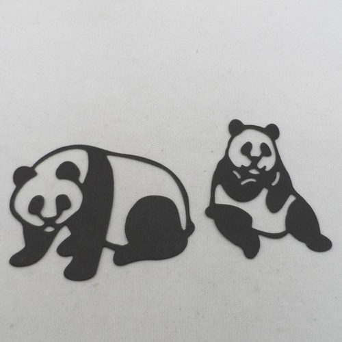 N°1340  lot de 2 pandas  position différente  en papier  noir   découpage fin