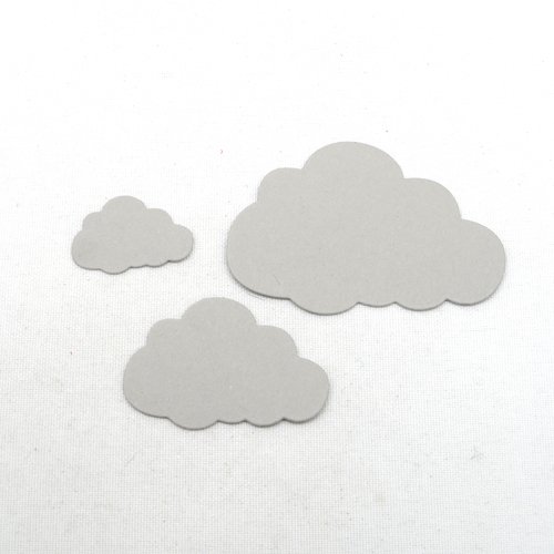 N°921  lot de trois petits nuages  en papier gris  n°2 découpage