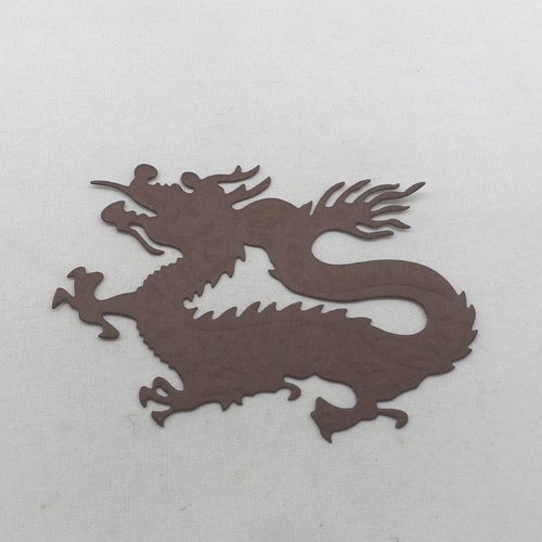 N°899  d'un dragon  en papier marron   découpage  fin et gaufrage