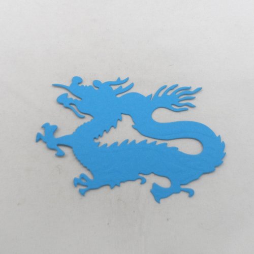N°899  d'un dragon  en papier bleu turquoise   découpage  fin et gaufrage