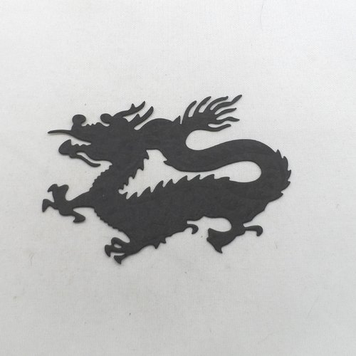 N°899  d'un dragon  en papier noir  a découpage  fin et gaufrage