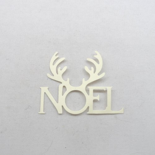 N°1343 mot  noel   en papier ivoire  avec des cornes de renne  découpage fin