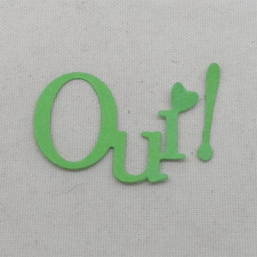 N°582 mot oui avec point d'exclamation en papier vert  a   découpage fin