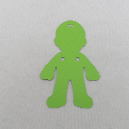 N°357 personnage mario en papier vert découpage