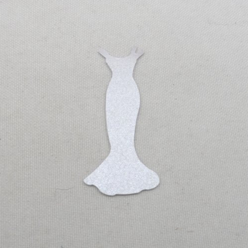 N°957 b petite robe  simple  en papier gris clair nacré   n°3 découpage fin