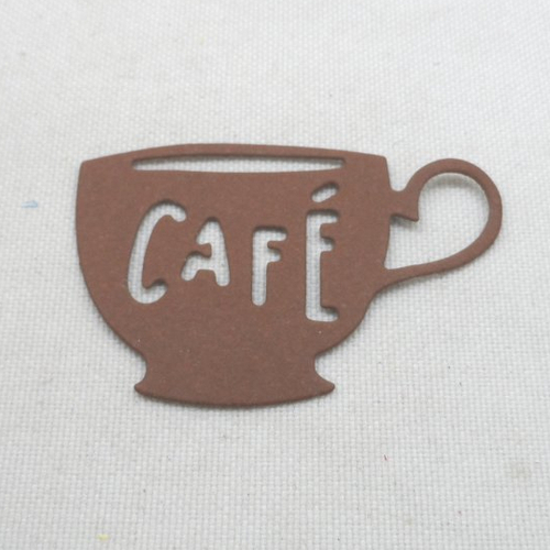 N°328  petite tasse de café en papier marron a "café au lait" découpage