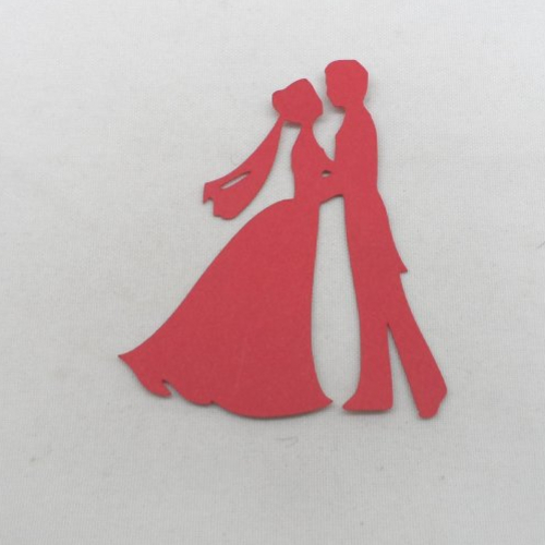 N°497 couple de marié   en papier rouge   découpage