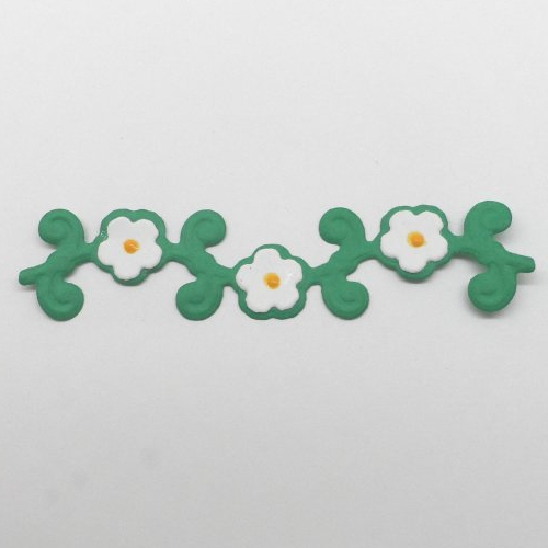 N°1364  d'une "frise" de  fleurs  en papier  vert  et blanc découpage fin