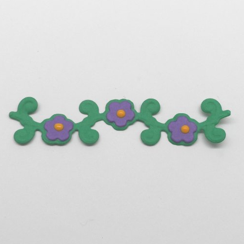 N°1364  d'une "frise" de  fleurs  en papier  vert  et violet découpage fin