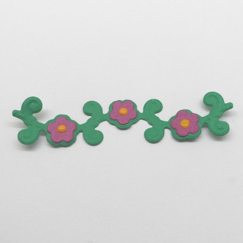 N°1364  d'une "frise" de  fleurs  en papier  vert  et parme  découpage fin