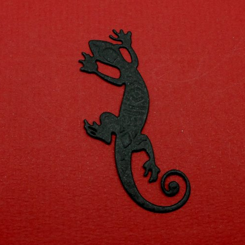 N°1356 jolie salamandre en papier noir  découpage et gaufrage