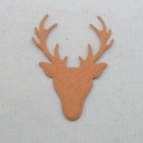 N°1205 d'une jolie  tête de renne en papier  marron clair "caramel"