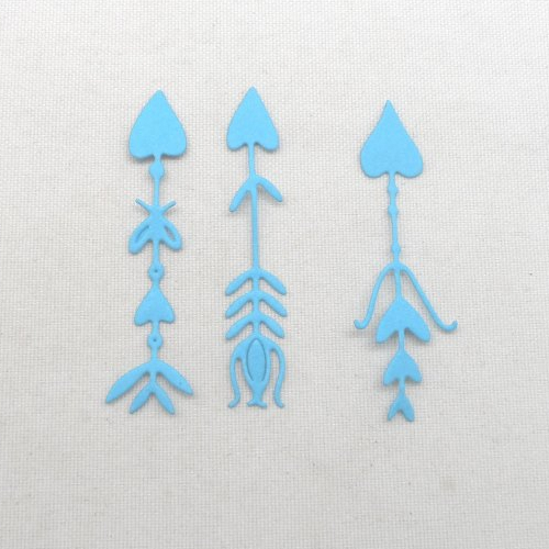 N°1349 lot de 3 flèches différentes     en papier  bleu turquoise