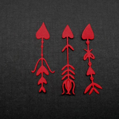 N°1349 lot de 3 flèches différentes     en papier  rouge