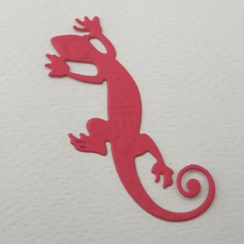 N°1356 jolie salamandre en papier rouge  découpage et gaufrage