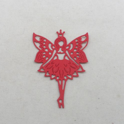 N°1361 une petite "fée papillon"  en papier rouge  découpage fin