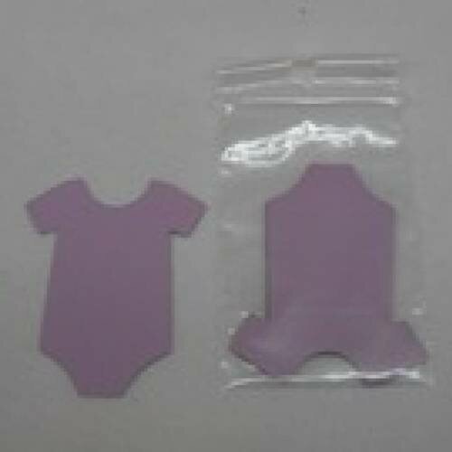 N°20 lot de 5 petits bodys en papier  violet pour  embellissement 