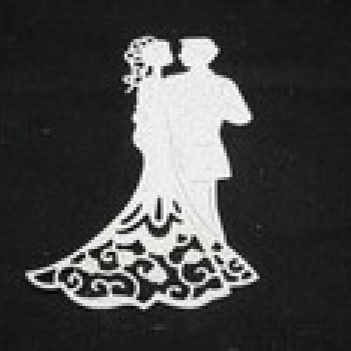 N°21  d'un couple thème mariage  en papier tapisserie blanc à paillette et rayures fines découpage fin
