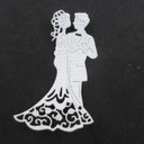 N°21  d'un couple thème mariage  en papier tapisserie gris à paillette et rayures fines  découpage fin