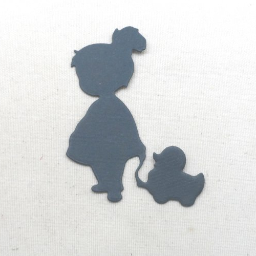 N°1316   enfant  petite fille avec canard jouet  en papier   embellissement