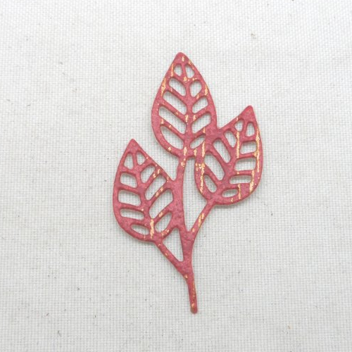 N°1414  branche  de trois feuilles évidées végétation feuillage évidé en papier    découpage fin