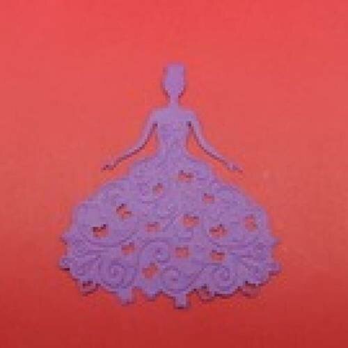 N°22  d'une belle robe en papier  violet foncé n°2   "aux papillons"  découpage fin et gaufrage