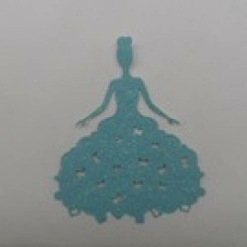 N°22  d'une belle robe en papier tapisserie   bleue à paillette   "aux papillons"  découpage fin et gaufrage