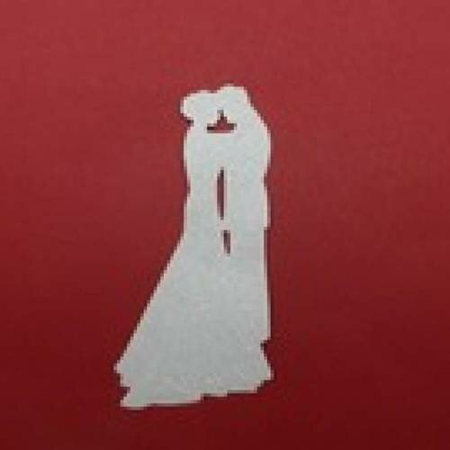 N°24 d'un couple thème mariage en papier tapisserie gris pale à paillette découpage et gaufrage