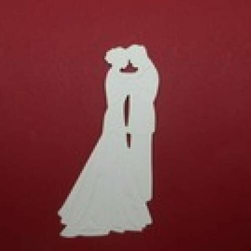 N°24 d'un couple thème mariage en papier  ivoire découpage et gaufrage