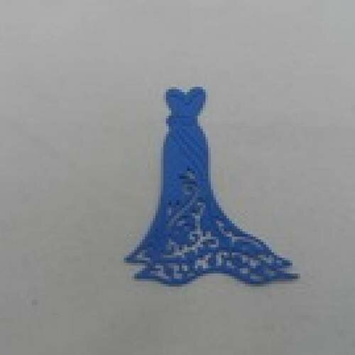 N°25 d'une petite robe élégante en papier  bleu  a  découpage fin