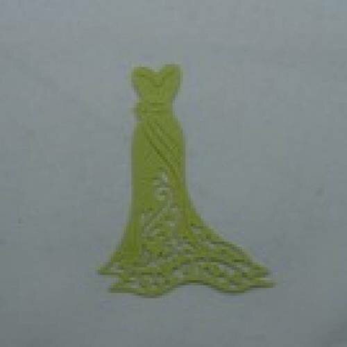 N°25 d'une petite robe élégante en papier  tapisserie vert  à paillette  découpage fin