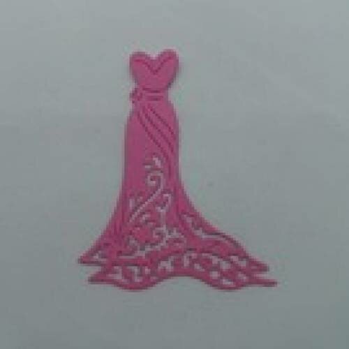 N°25 d'une petite robe élégante en papier   rose foncé   découpage fin