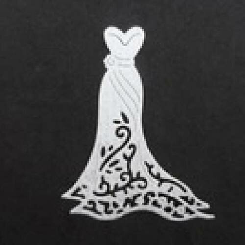 N°25 d'une petite robe élégante en papier  tapisserie grise  très pale à paillette   découpage fin