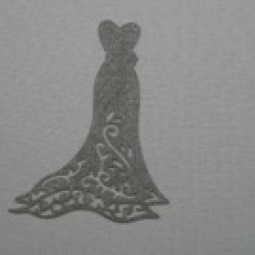 N°25 d'une petite robe élégante en papier  tapisserie grise  à paillette   découpage fin