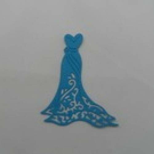 N°25 d'une petite robe élégante en papier  bleu turquoise foncé  découpage fin